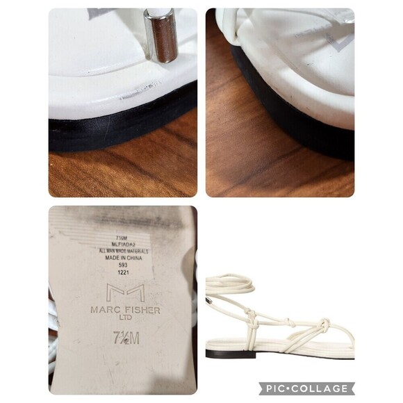 Marc Fisher Falina White Strappy Sandals Square Toe & Lace-Up Size 7.5M *FLAWS* - Picture 13 of 16